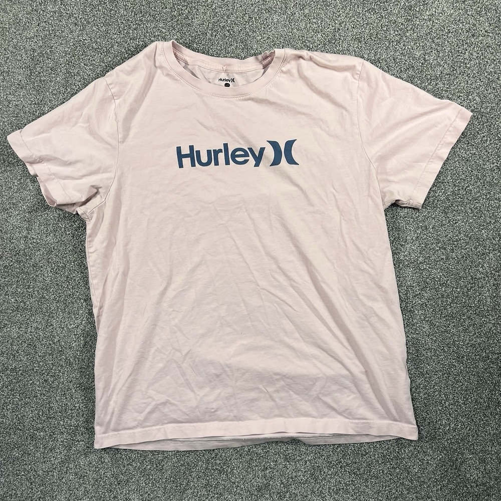 Hurley Mens Large Pink Logo Graphic T Shirt Short Sleeve Surf Skate Tee